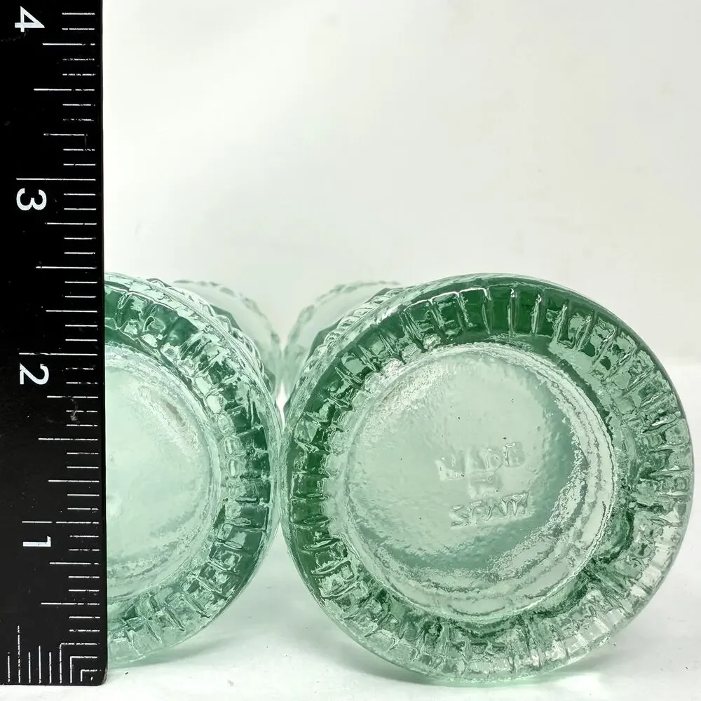 Vintage Green Glass Oil Vinegar Bottles w/ Cork Stoppers Made in Spain Set of 2